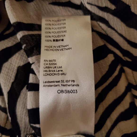 Free People Ciara Zebra Printed Button Down Blouse Sheer Black/White Size XL - Picture 6 of 6
